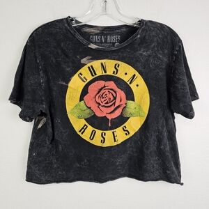 Guns N’ Roses 2020 Women’s Crop Top Graphic Logo T Shirt Sun Bleach Look Sz S